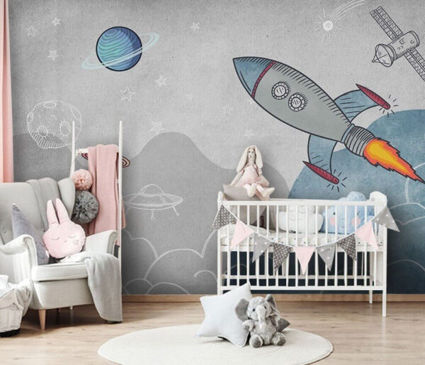 Rocket flying through the clouds