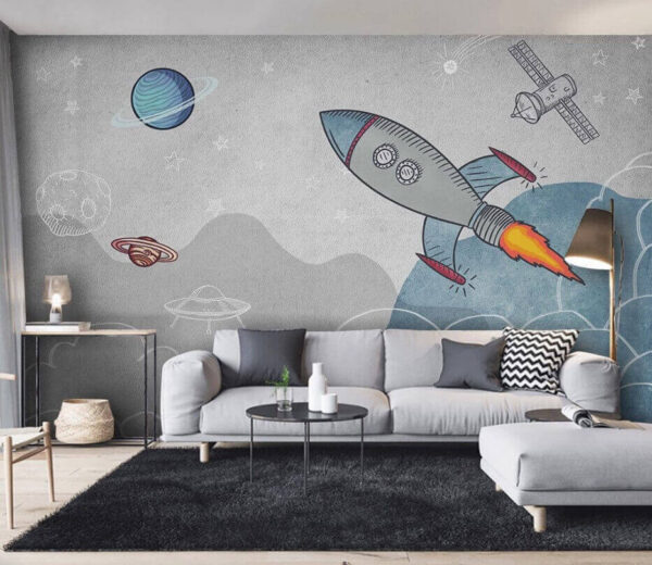 Raketa letící skrz mraky Fototapeta Raketa letící skrz mraky