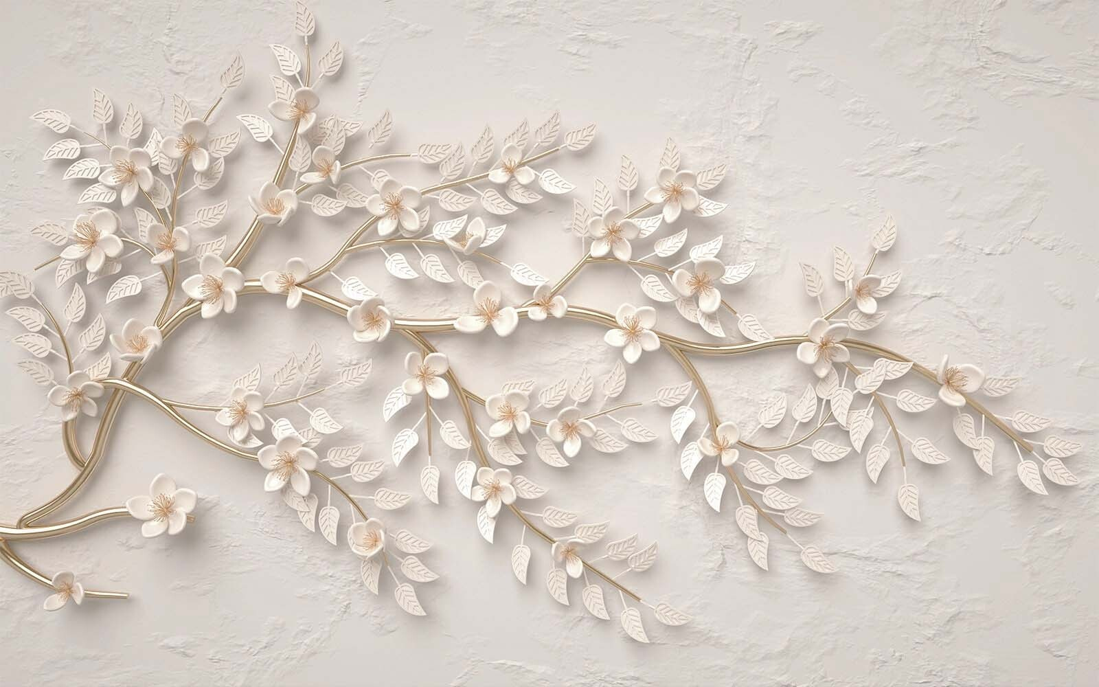 Elegant floral metalwork on white