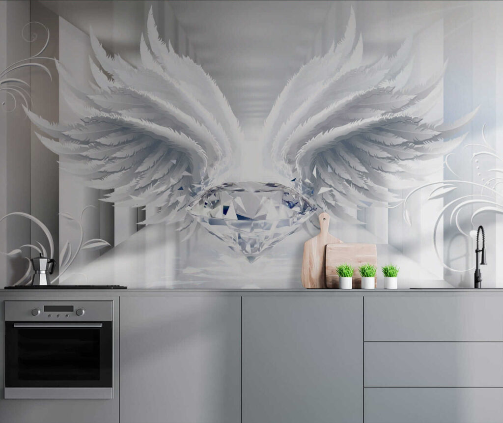 Diamond with wings in a room Diamond with wings in a room