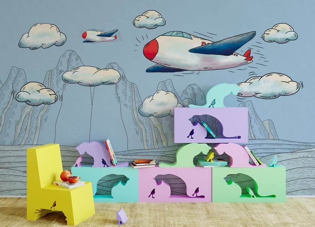 u28105pir2 - Karikatura letadel letících nad horami - tegory