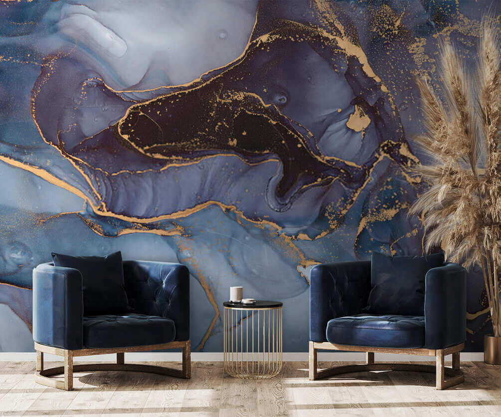 Elegant Sapphire and Metallic Streams