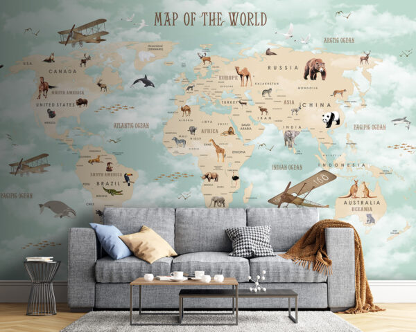 Mapa světa se zvířaty Mapa světa se zvířaty