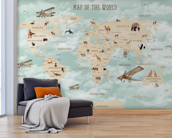 Mapa světa se zvířaty Mapa světa se zvířaty