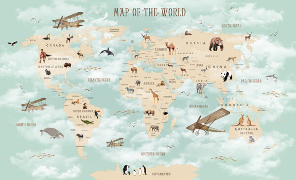 Mapa světa se zvířaty Mapa světa se zvířaty