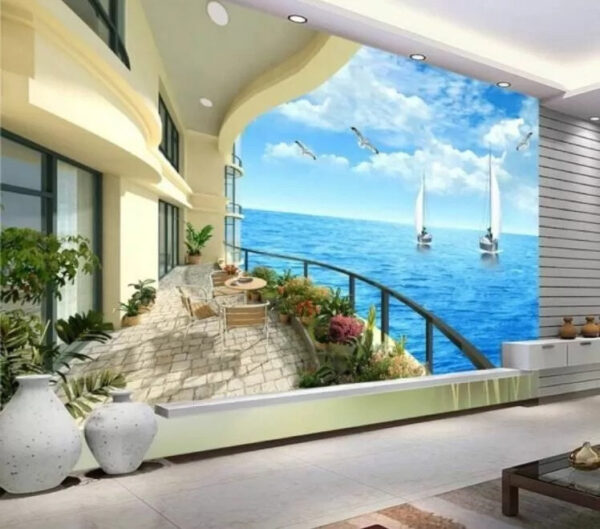 Balkon s výhledem na oceán a lodě Balkon s výhledem na oceán a lodě