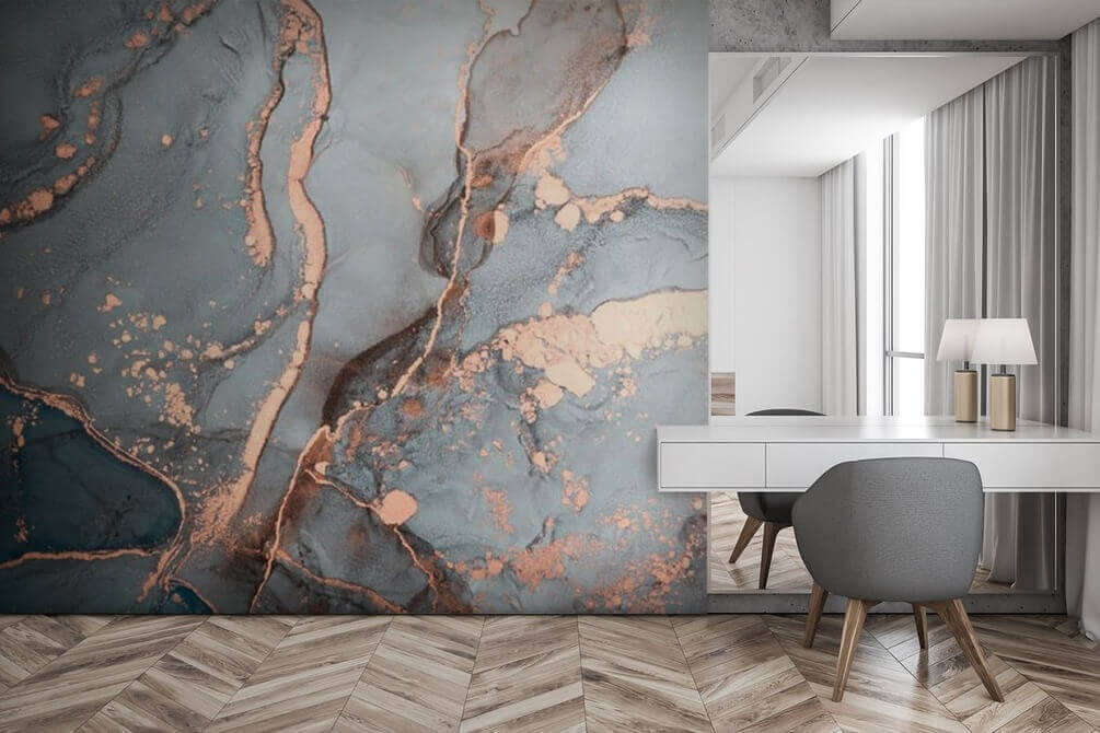 Ethereal Blue and Copper Swirls