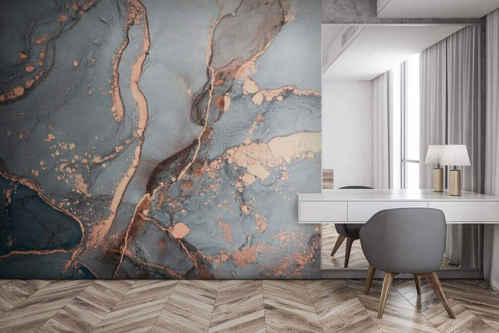 Ethereal Blue and Copper Swirls