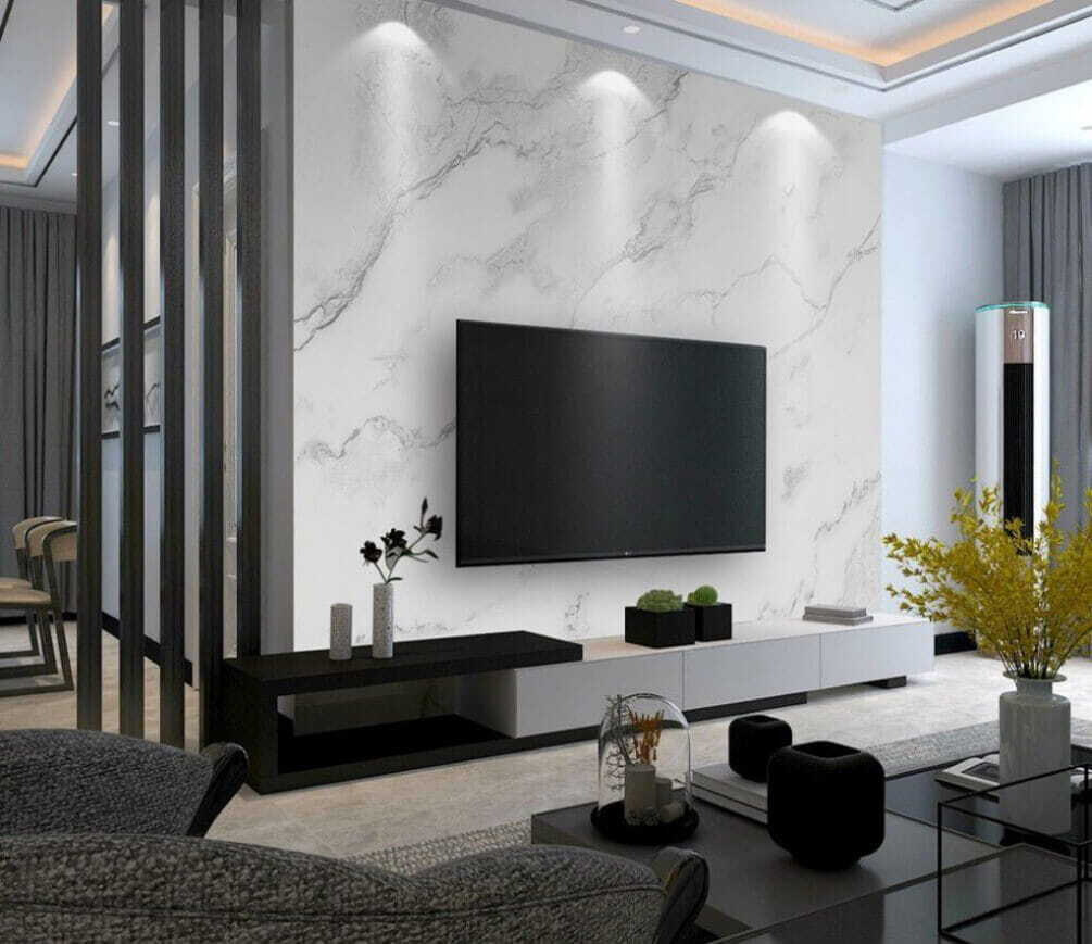 White marble surface with black veins White marble surface with black veins