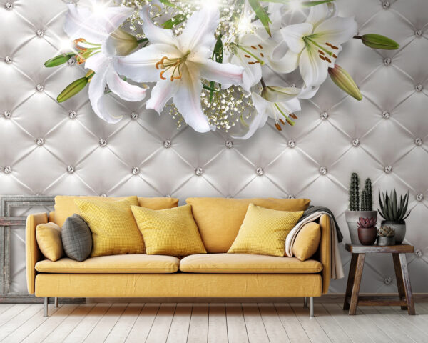 Fototapeta Skupina bílých květin na bílém pozadí