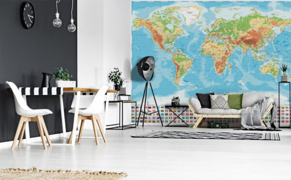 Mapa světa s různými vlajkami Mapa světa s různými vlajkami