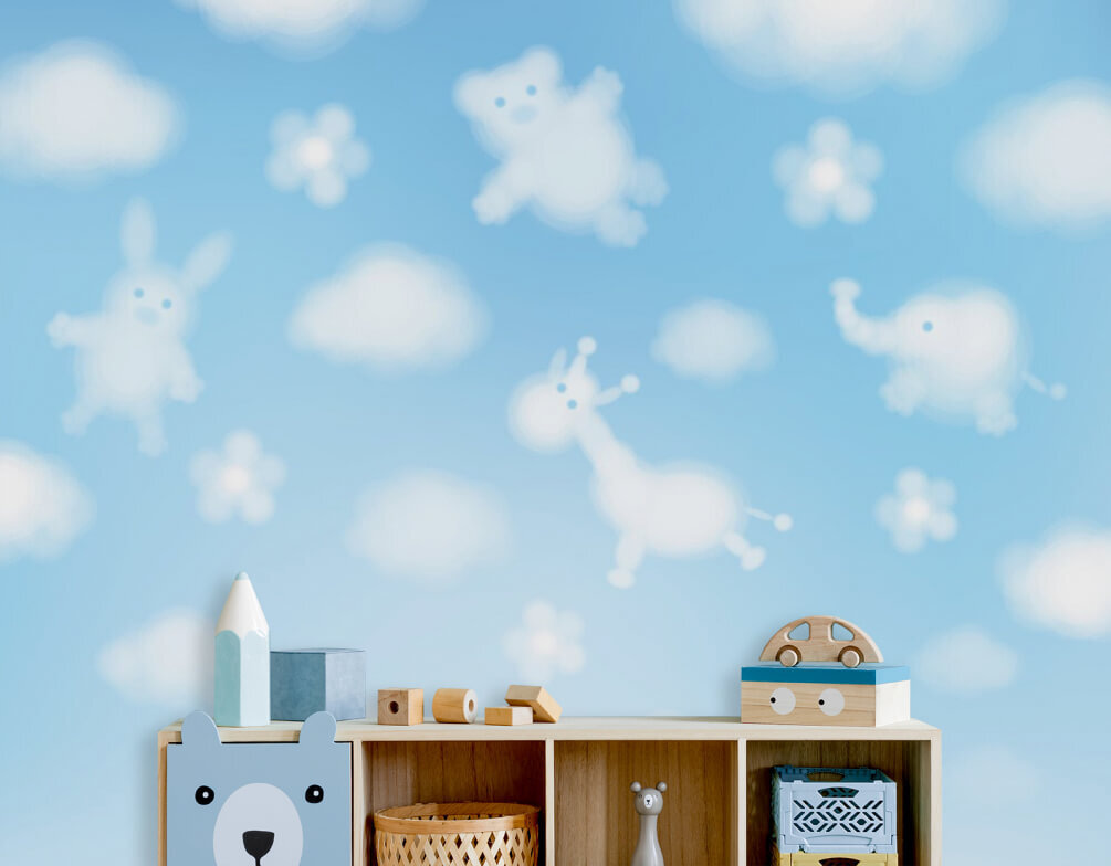 Blue sky with clouds and animals Blue sky with clouds and animals