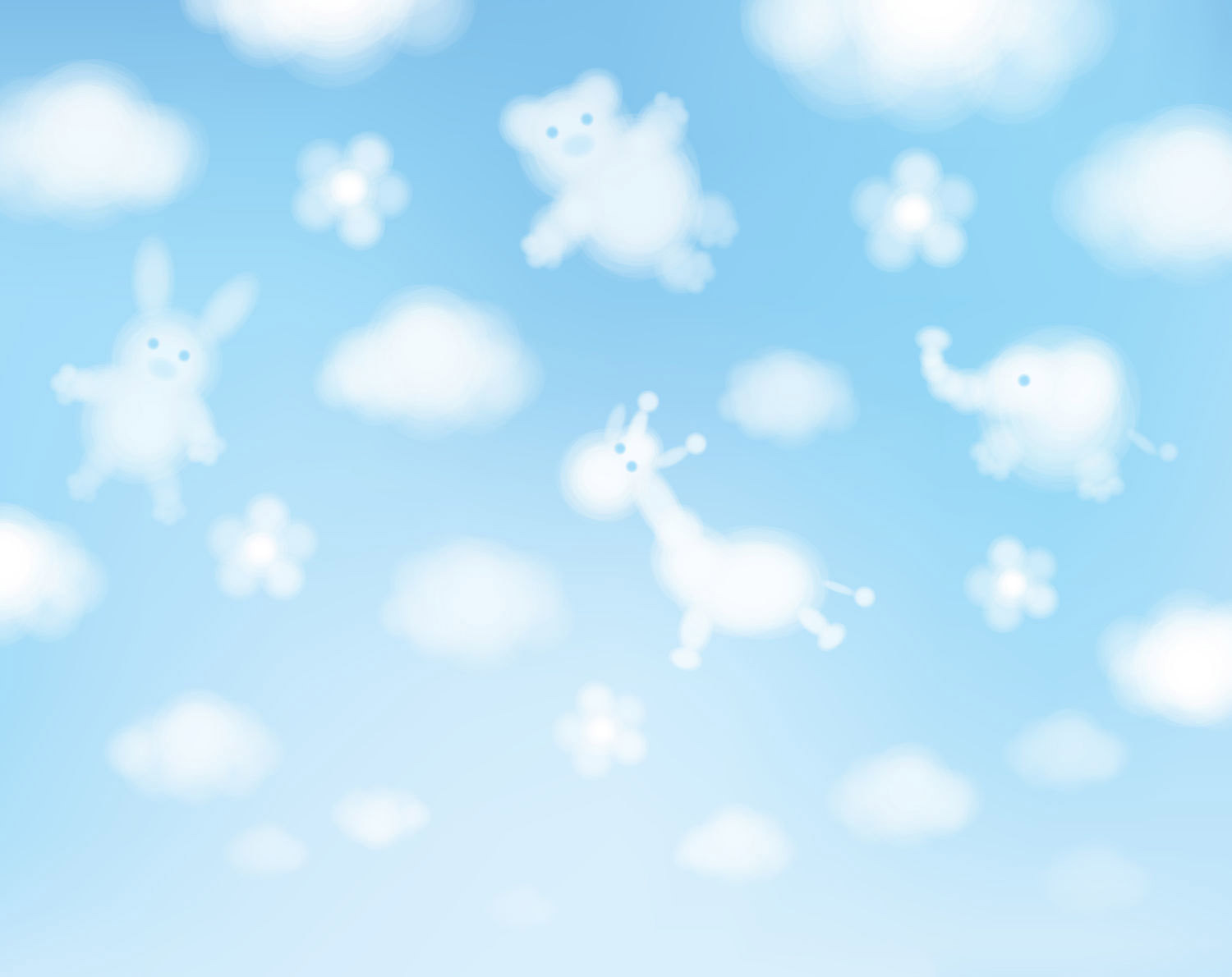 Blue sky with clouds and animals Blue sky with clouds and animals