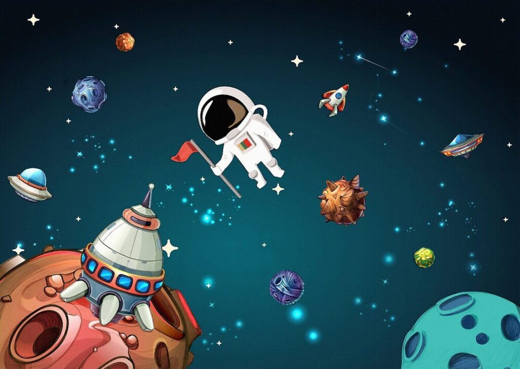 Kreslená vesmírná scéna s planetami a hvězdami u13898p 1024x727 - Kreslená vesmírná scéna s planetami a hvězdami - tegory