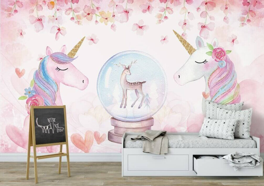 Unicorns and a snow globe Unicorns and a snow globe