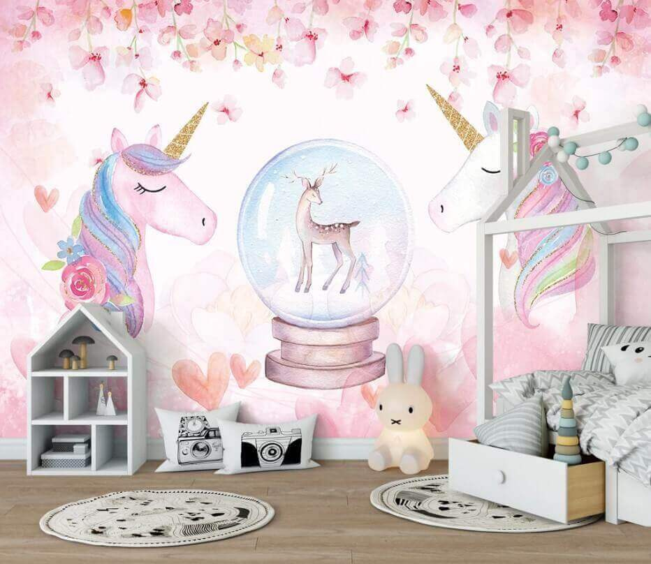 Unicorns and a snow globe Unicorns and a snow globe