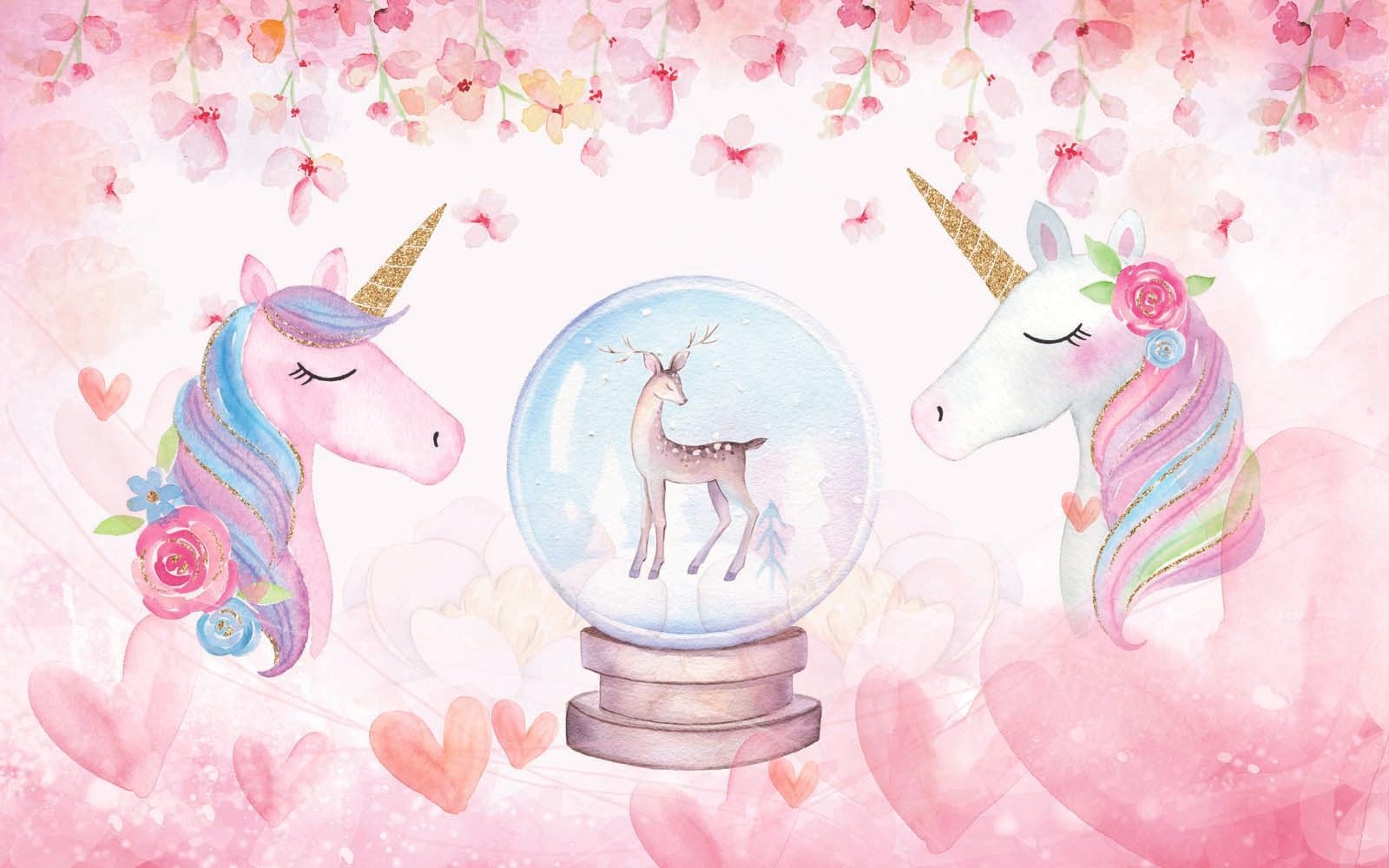 Unicorns and a snow globe Unicorns and a snow globe