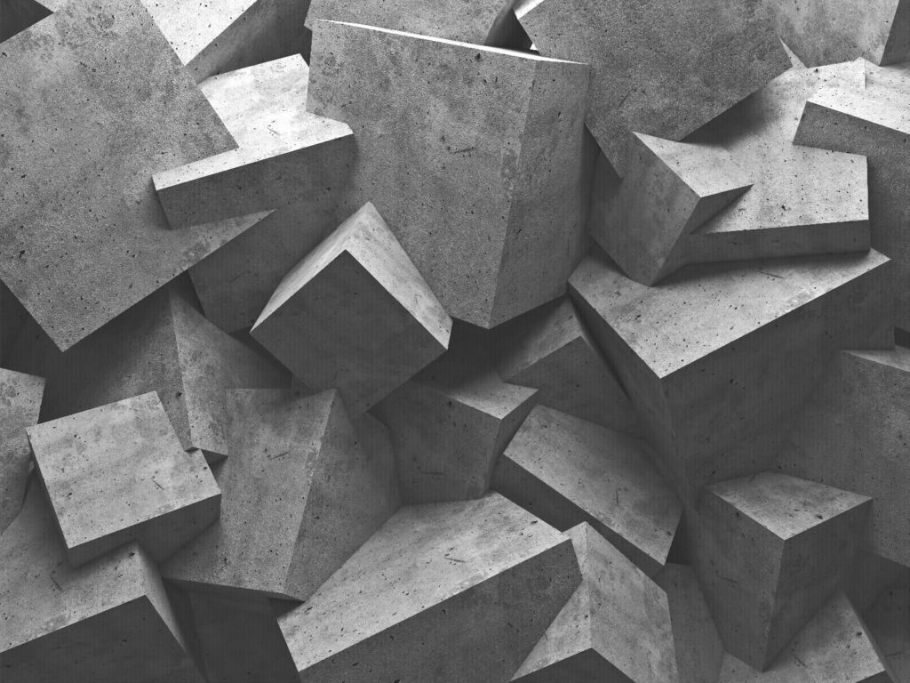 Hromada betonových bloků Hromada betonových bloků