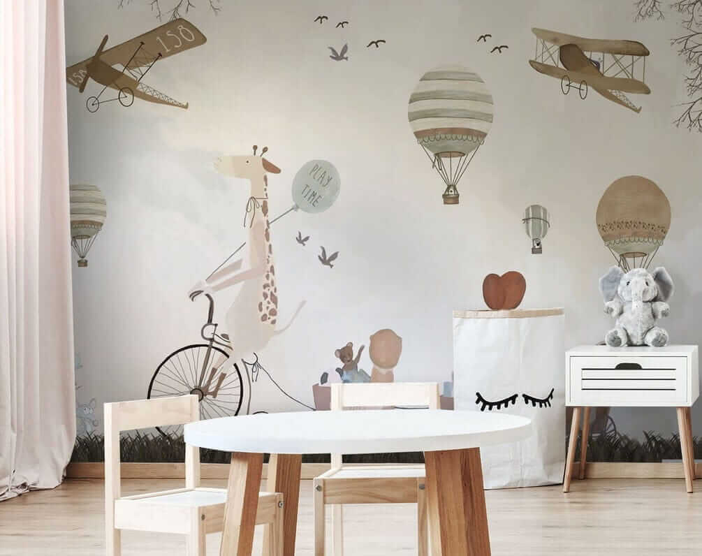 Mural of animals riding a train Mural of animals riding a train