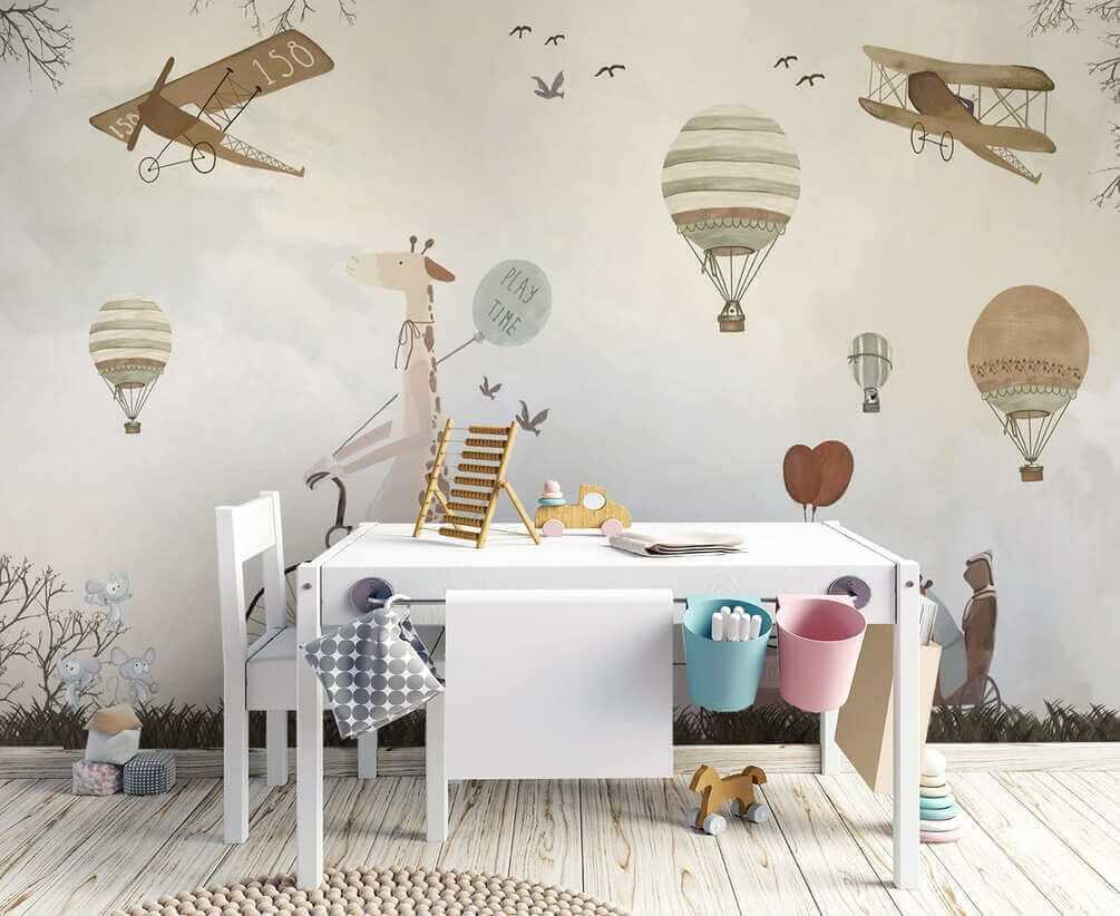 Mural of animals riding a train Mural of animals riding a train