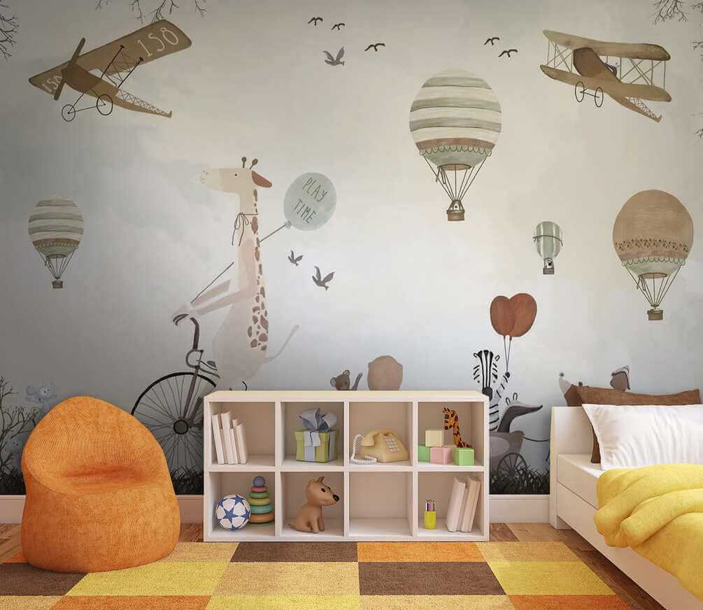 Mural of animals riding a train Mural of animals riding a train