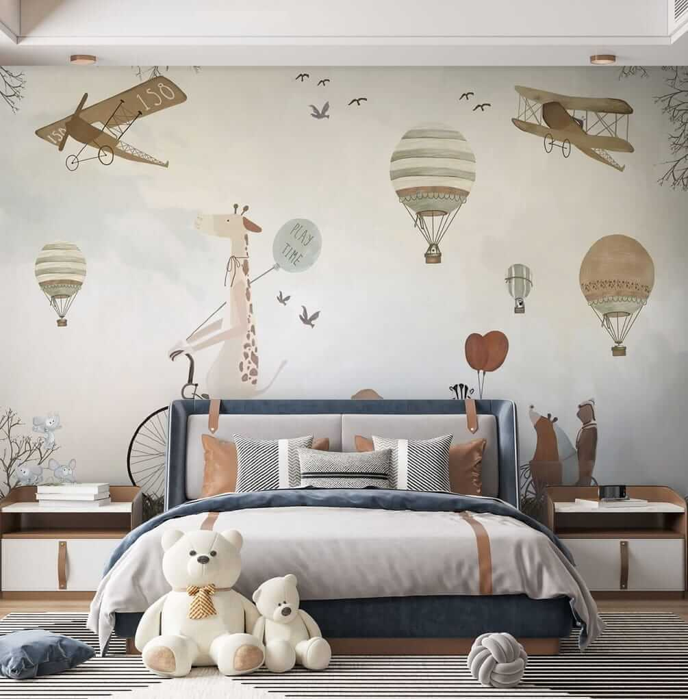 Mural of animals riding a train Mural of animals riding a train