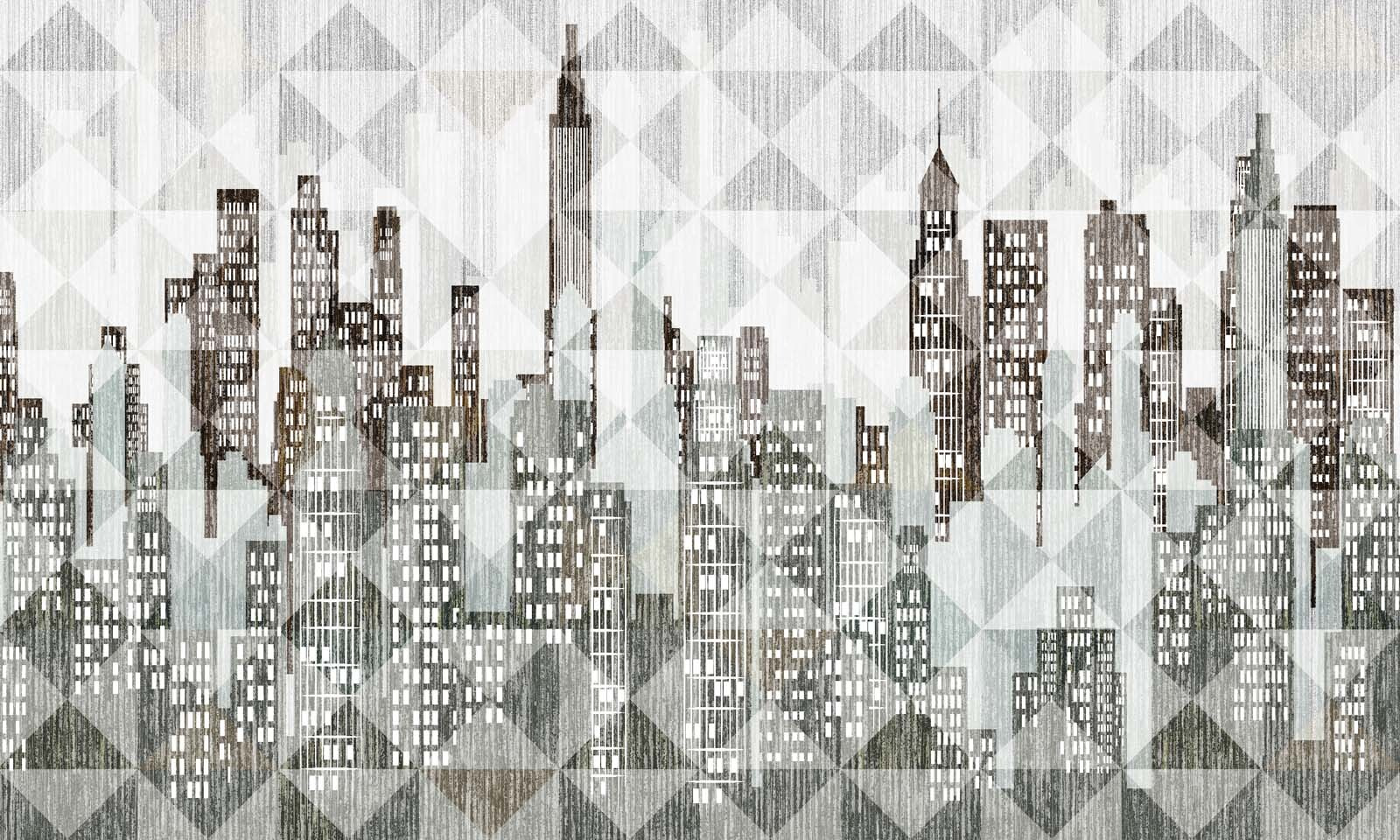 City skyline with many windows