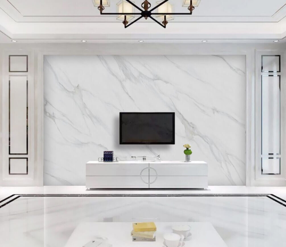 White marble surface with black veins White marble surface with black veins