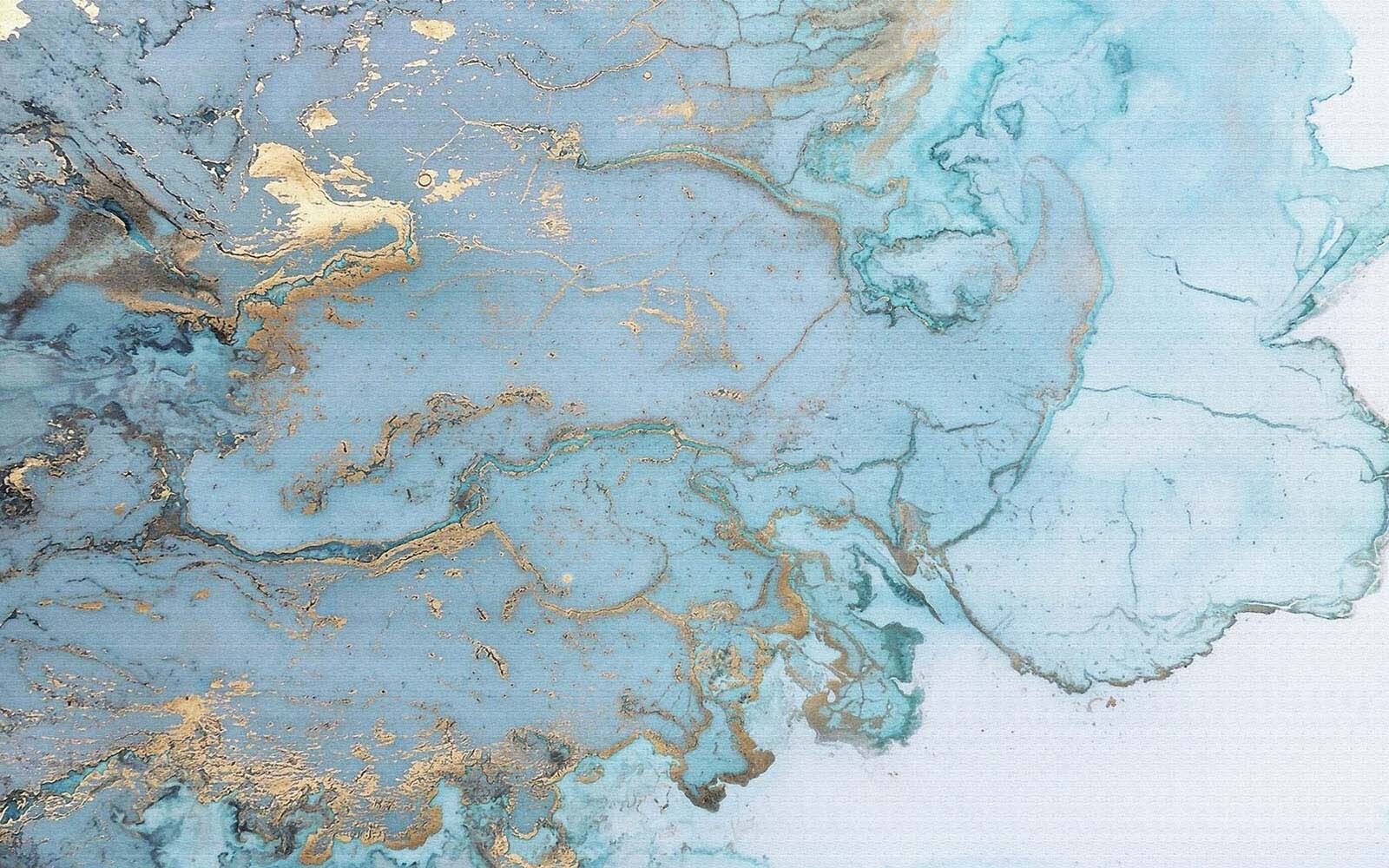 Elegant Abstract Aqua and Metallic Art