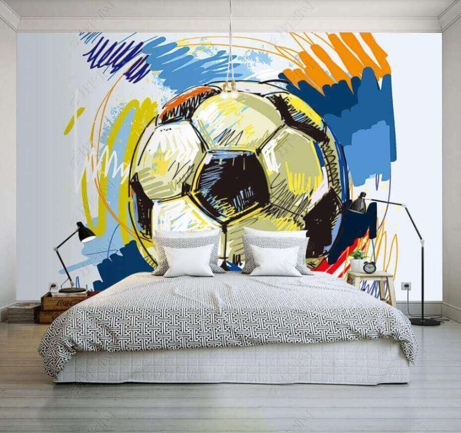 Fotbalový míč s barevnými čmáranicemi