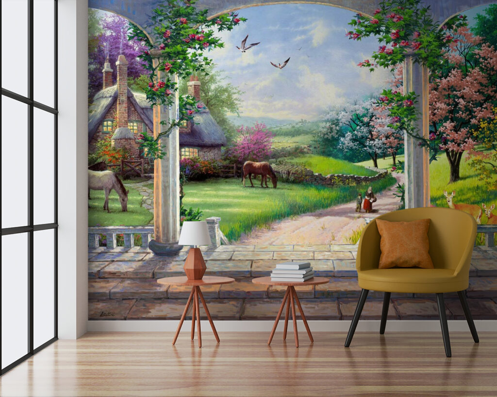 u09760pig3 1024x819 - Obraz krajiny s koněm a domem - tegory