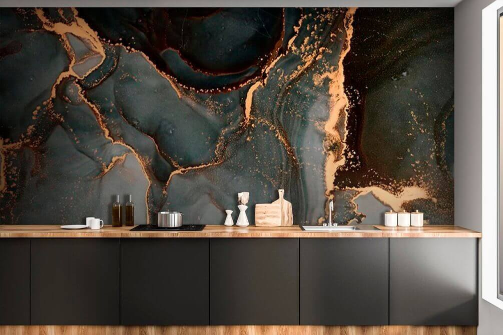 Swirling hues of teal and copper