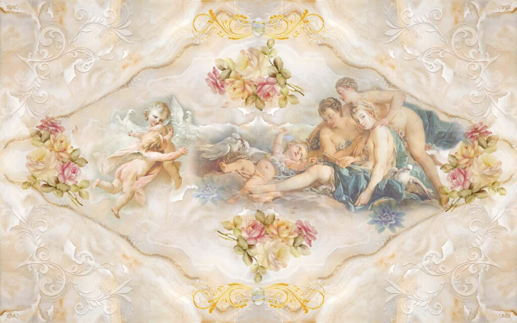 Malba andělů a květin Malba andělů a květin
