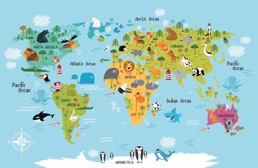Fototapeta Mapa světa se zvířaty - Image 2