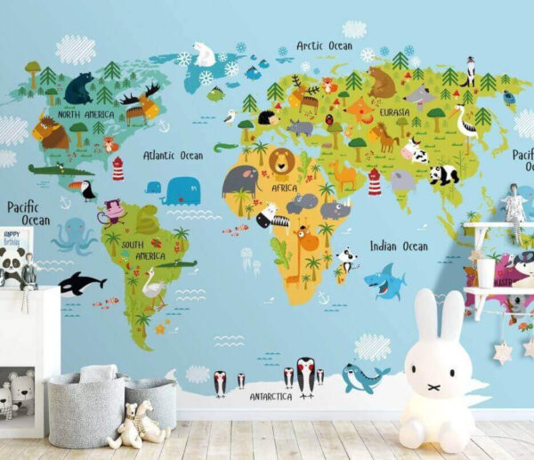 Mapa světa se zvířaty Mapa světa se zvířaty