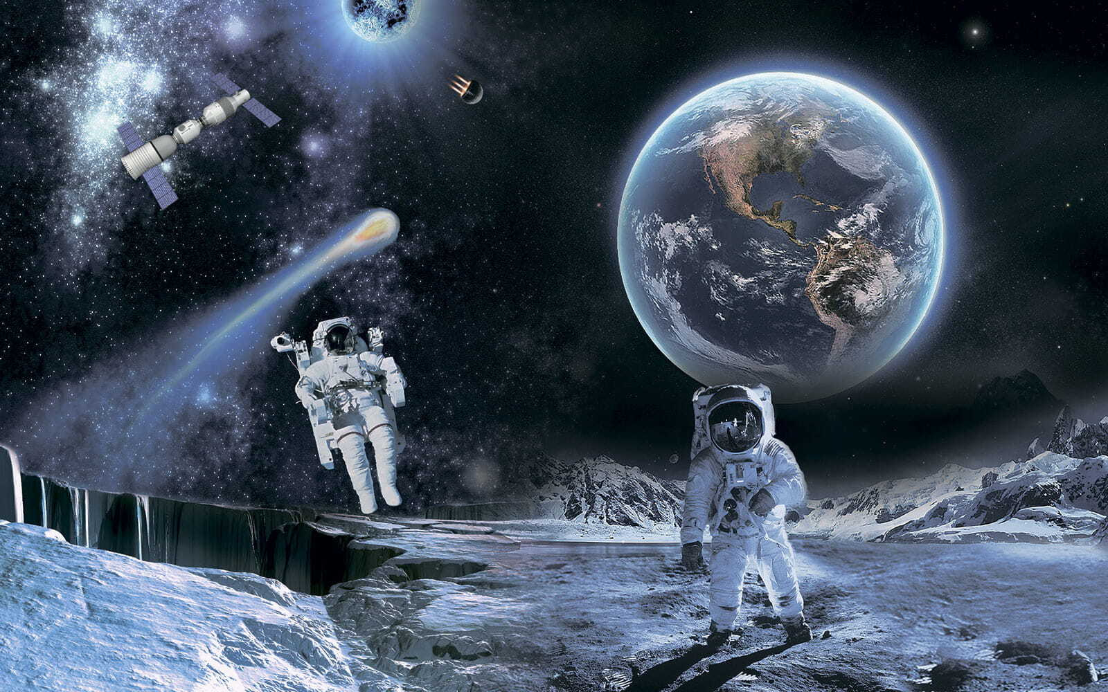 Astronauts on a moon