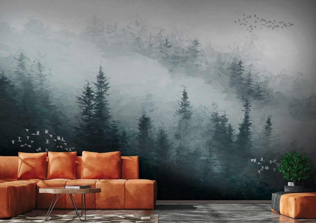 Mlžný les s poletujícími ptáky u23921pig2 1024x724 - Mlžný les s poletujícími ptáky - tegory