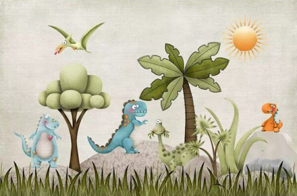 Kreslený dinosaurus na poli Kreslený dinosaurus na poli