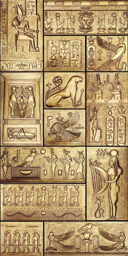 Koláž starověkých egyptských symbolů Koláž starověkých egyptských symbolů