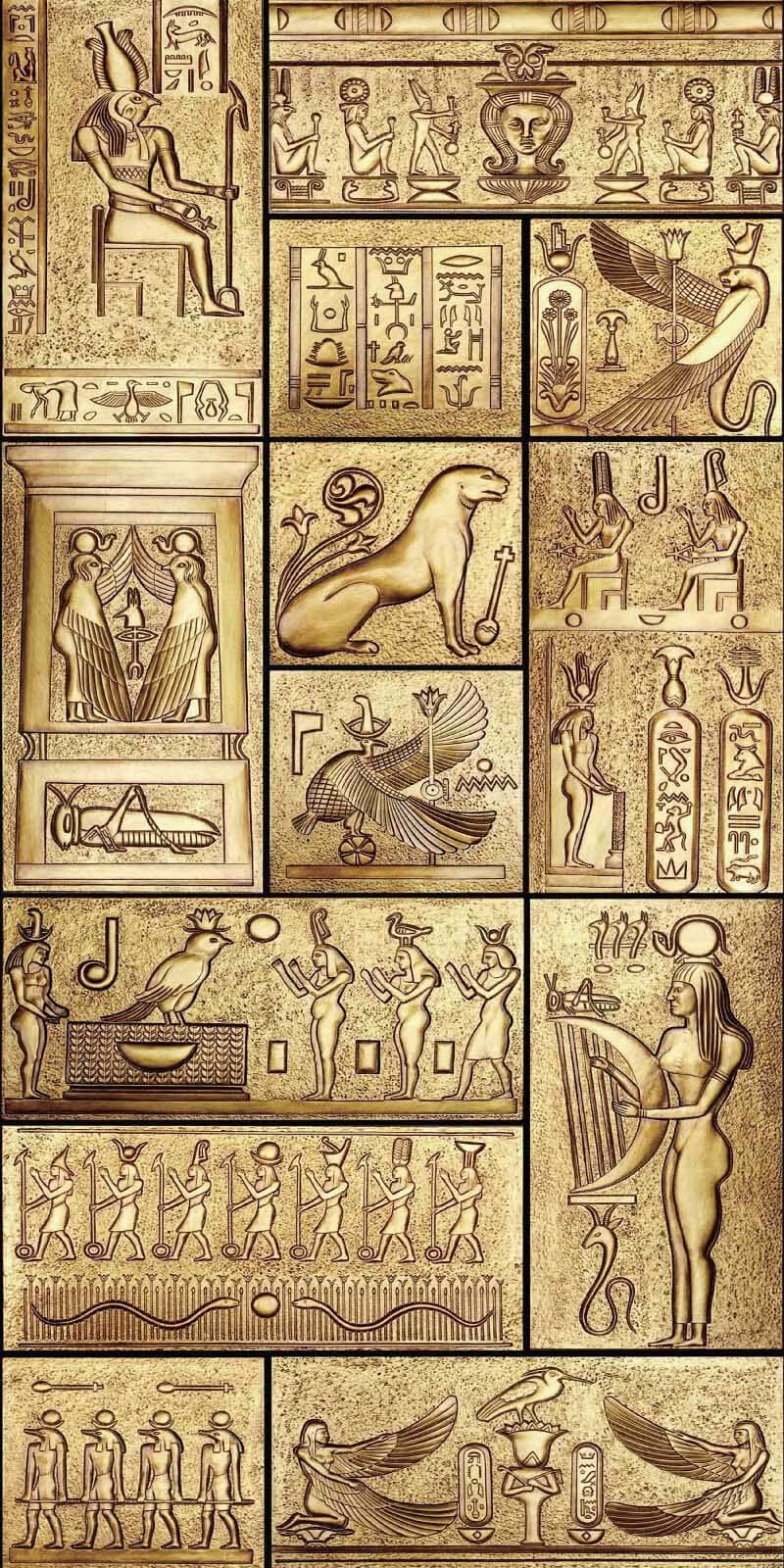 Koláž starověkých egyptských symbolů