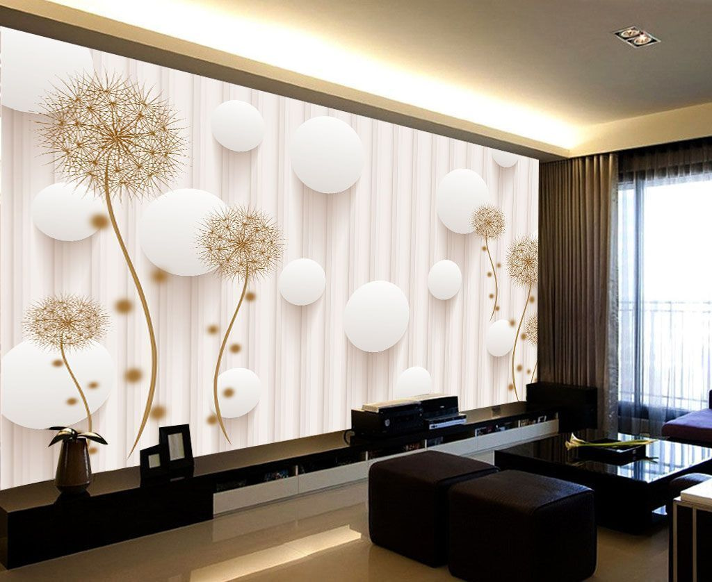 White circles and dandelions on a white background White circles and dandelions on a white background