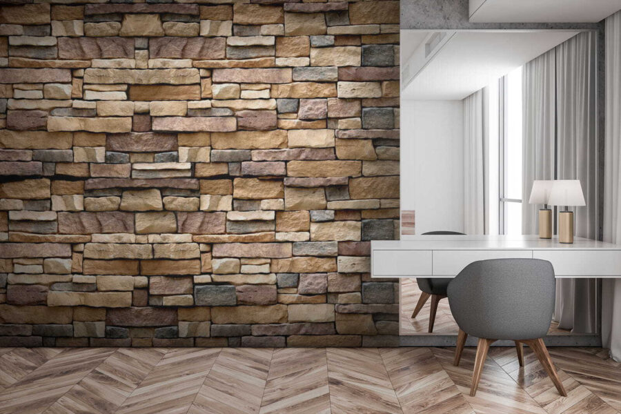 Texturovaný design kamenné stěny ve vrstvách.