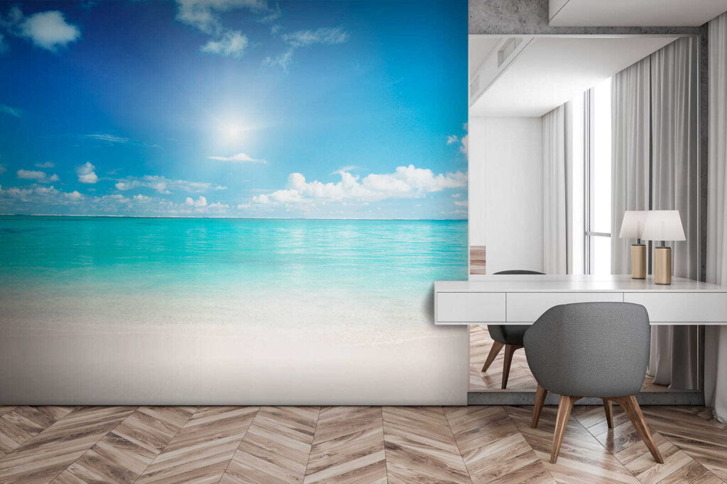 Blue sky with clouds and a sandy beach Blue sky with clouds and a sandy beach