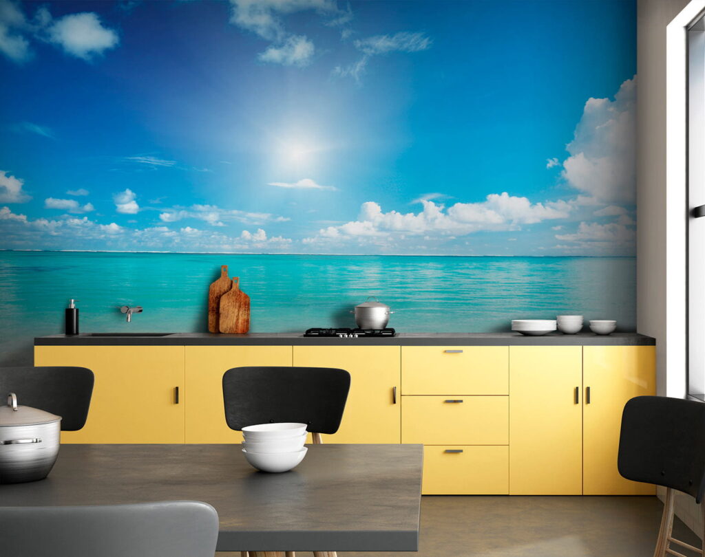 Blue sky with clouds and a sandy beach Blue sky with clouds and a sandy beach