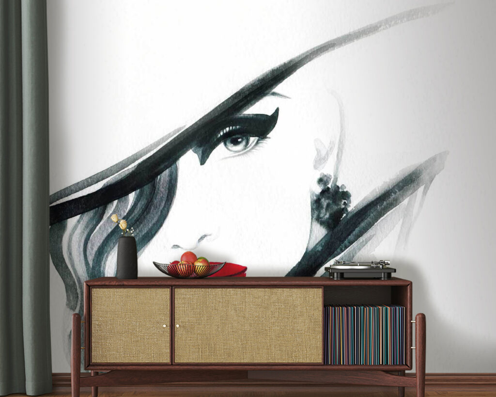 Woman with red lips and black hat Woman with red lips and black hat