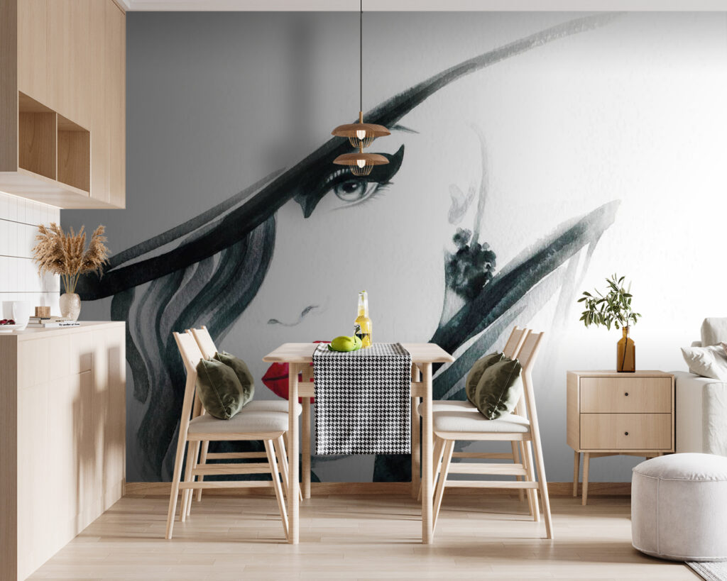 Woman with red lips and black hat Woman with red lips and black hat