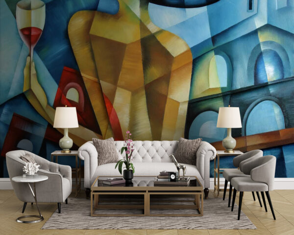 Painting of a woman holding a glass of wine