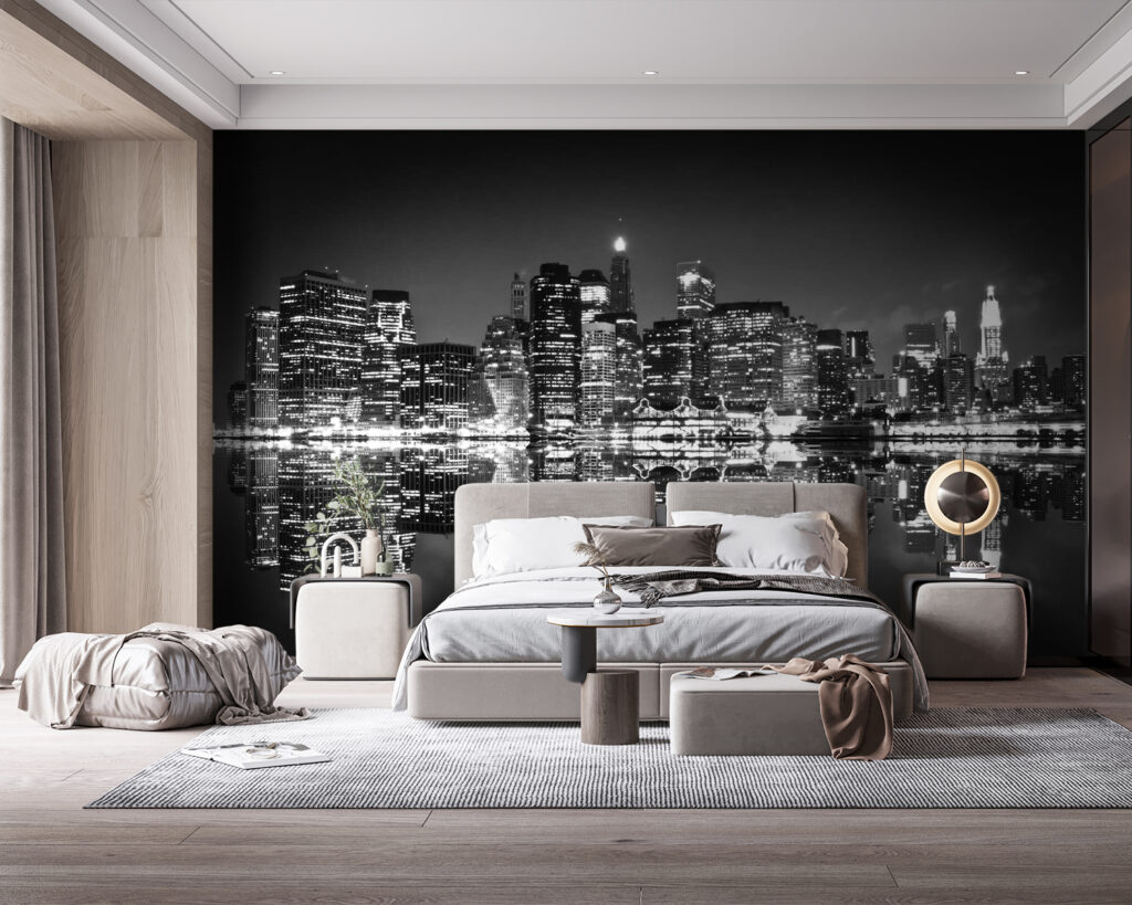 Noční panorama města se světly odrážejícími se na vodě u56970pib114 1024x819 - Noční panorama města se světly odrážejícími se na vodě - tegory