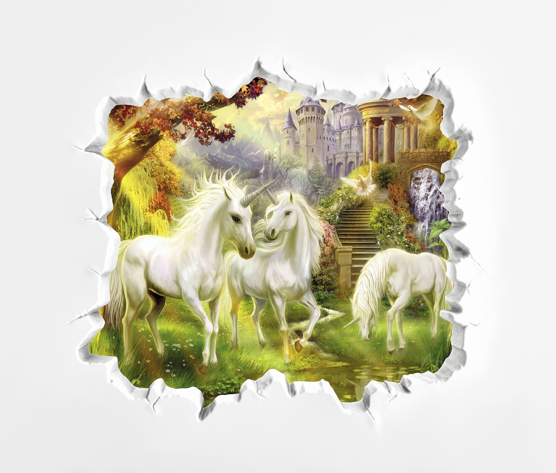 Zeď s hradem a jednorožci u60025p - Zeď s hradem a jednorožci - tegory