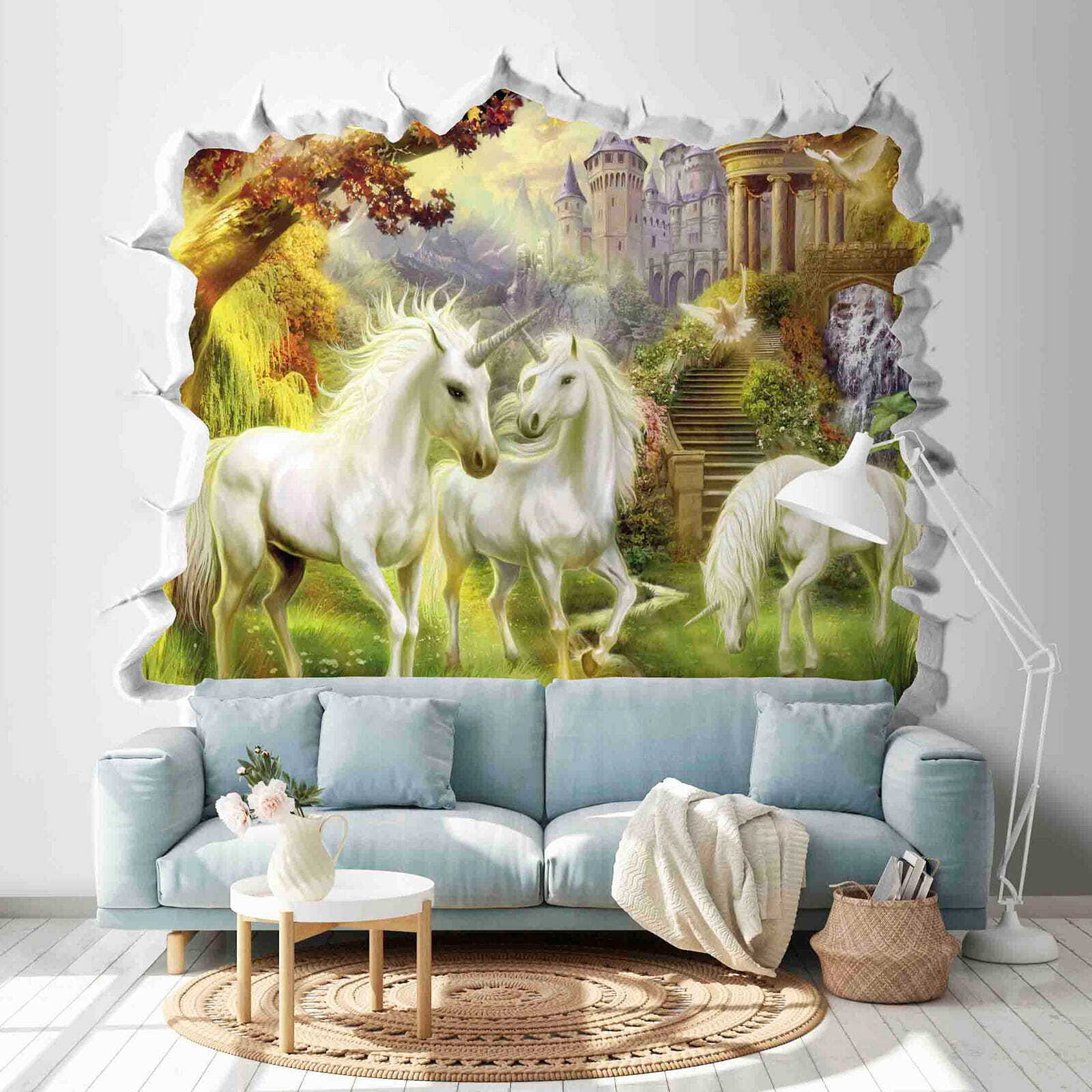 Zeď s hradem a jednorožci u60025pig1m - Zeď s hradem a jednorožci - tegory